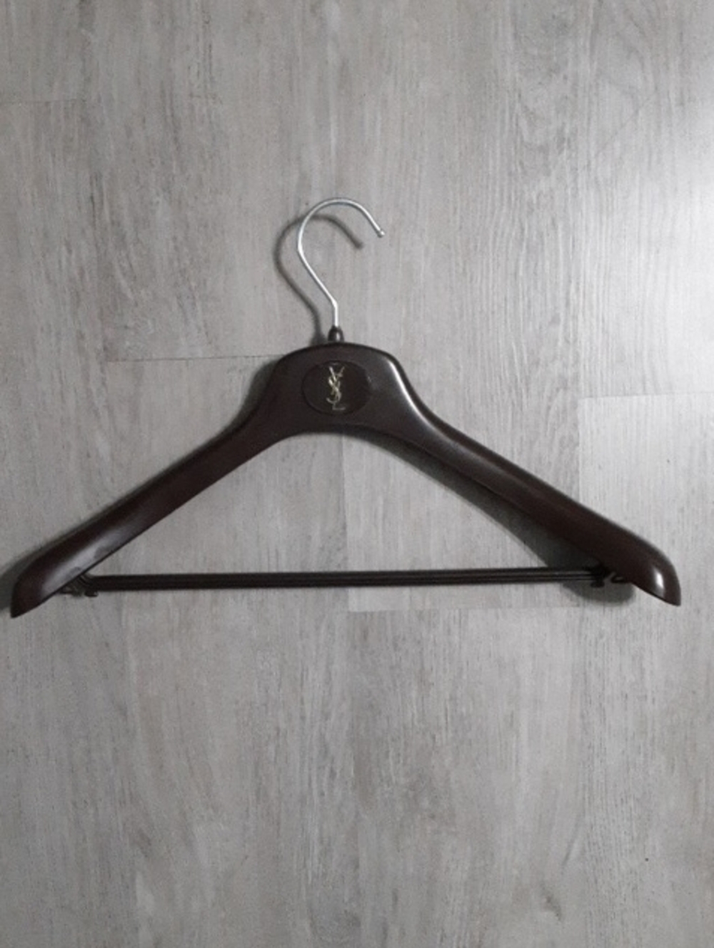 Yves Saint Laurent Brown Plastic Hanger with Gold Logo